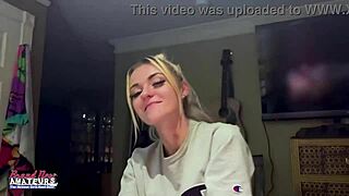 PETITE BLONDE MILF RUBS NIPPLES AND FINGERS TIGHT TWAT DEEPLY