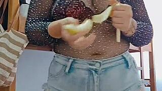 shoving shorts deep in ass during live stream fun