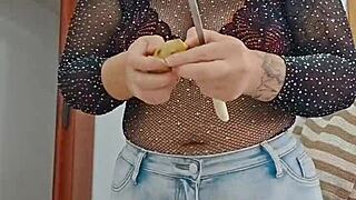 shoving shorts deep in ass during live stream fun