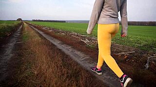 Voyeur spies sexy milfs in tight yoga leggings teasing asses outdoors during sporty walks 👀