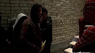 capri anderson swings into spider-man parody action riding hard in scene 3