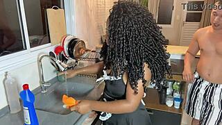 Black maid creampied deep by young bosses huge interracial cock