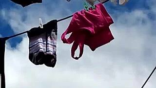 Milf neighbor's soaked panties tease intense masturbation session