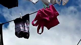 Milf neighbor's soaked panties tease intense masturbation session