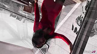 Tanned latina model's risky balcony ride no condom! 😏🌃