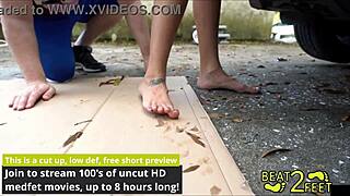 Pervy neighbor spies on Raven Rogue's dirty barefoot Latina feet fetish