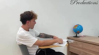 student slut lures classmate for classroom doggystyle pounding