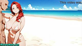 sexy redhead wife cheats beach blowjob monster cock cum in mouth ntr cuckold voice acted hentai f4m anime