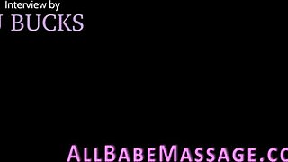 Oiled babe's tongue dives deep in lesbian massage bliss