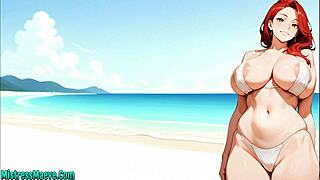 sexy redhead wife cheats beach blowjob monster cock cum in mouth ntr cuckold voice acted hentai f4m anime