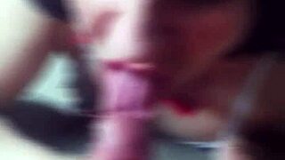 brazilian hottie with short hair flashes and milks interracial load