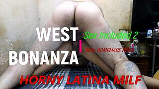 She drops for a quick deepthroat blowjob then bends over for creampie filling.