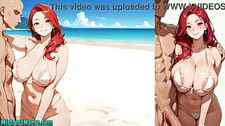 sexy redhead wife cheats beach blowjob monster cock cum in mouth ntr cuckold voice acted hentai f4m anime