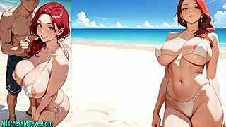 sexy redhead wife cheats beach blowjob monster cock cum in mouth ntr cuckold voice acted hentai f4m anime