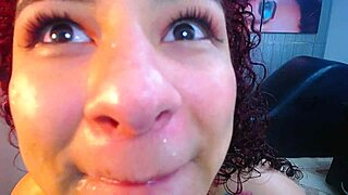 Deepthroat Blowjob Flashes Massive Tits For Explosive Facial Cumshot