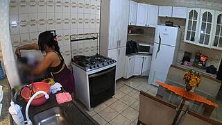 Huge Tits Mature Milf Cooks Seductively Teasing Her Lover with Natural Boobs