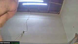 She drops for a quick deepthroat blowjob then bends over for creampie filling.