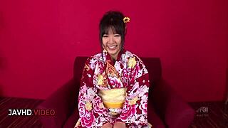 Chiharu seduces softly before wild blowjob kimono pounding