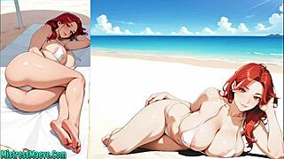 sexy redhead wife cheats beach blowjob monster cock cum in mouth ntr cuckold voice acted hentai f4m anime