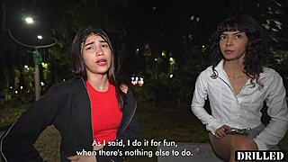 park pickup turns into wild outdoor threesome with cute latina