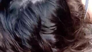 On the balcony, I suck his huge cock then spread my wet Brazilian pussy wide open