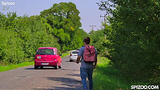 Eveline Dellai Bent Over for Doggystyle Blowjob and Facial Cumshot