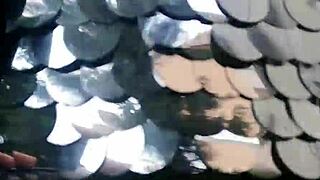 Flashing Big Tits in Public Garden Then Wet Panties Piss