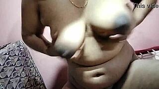 raw pounding of lonely mature's huge saggy tits at home