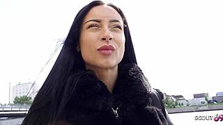 German scout picks up perfect latina teen caramella for outdoor casting pound