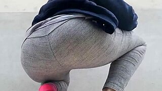 Flashing Big Tits in Public Garden Then Wet Panties Piss