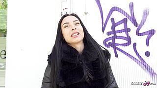 German scout picks up perfect latina teen caramella for outdoor casting pound