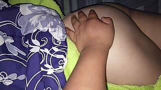 Returning home I discover a pretty curvy mature amateur woman lying relaxed on my bed