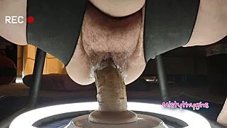 BBW Mistythyghs Creams in Sex Chair Dildo Massage Compilation!