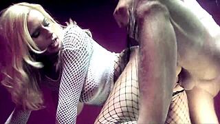 guy rips fishnets off bound mistress for savage doggystyle pounding