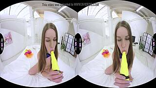 Bow-Tie Naked Sweetie Teases Pussy Dildo in 180VR 60FPS!