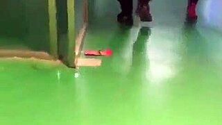 Woman struts publicly flashing shaved pussy in outdoor group tease display