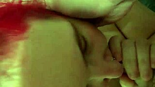 Amber drops to knees submissive for daddy's homemade couple blowjob action