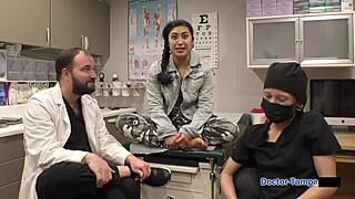 dr tampa examines jasmine rose's shaved pussy in university physical