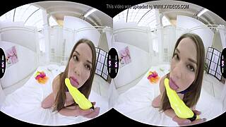 Bow-Tie Naked Sweetie Teases Pussy Dildo in 180VR 60FPS!