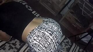 i pull down her leggings and rub my throbbing cock teasing close up