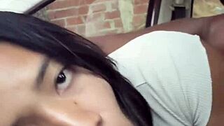 intriguing curvy brunette teen sucks driver's huge cock publicly to pay fare in car quickie