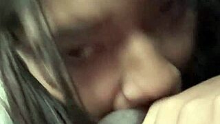 intriguing curvy brunette teen sucks driver's huge cock publicly to pay fare in car quickie