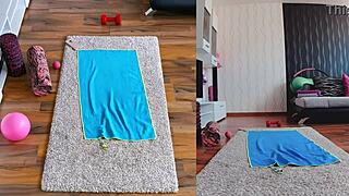 curvy milf's double cam naked yoga ass worship