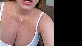 busty barbara's pregnant downblouse reveals huge blonde tits voyeur peek