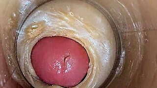 internal cam catches super thick creampie flooding juicy wet vagina up close