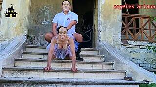 halloween bride anal creampie in haunted house trailer 🎃💦