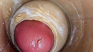 internal cam catches super thick creampie flooding juicy wet vagina up close