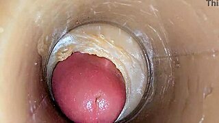 internal cam catches super thick creampie flooding juicy wet vagina up close