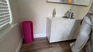 sneaky guy rips hole in curvy ebony's yoga pants for huge ass pounding