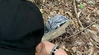 Cute goth babe begs big black cock in forest caught doggystyle